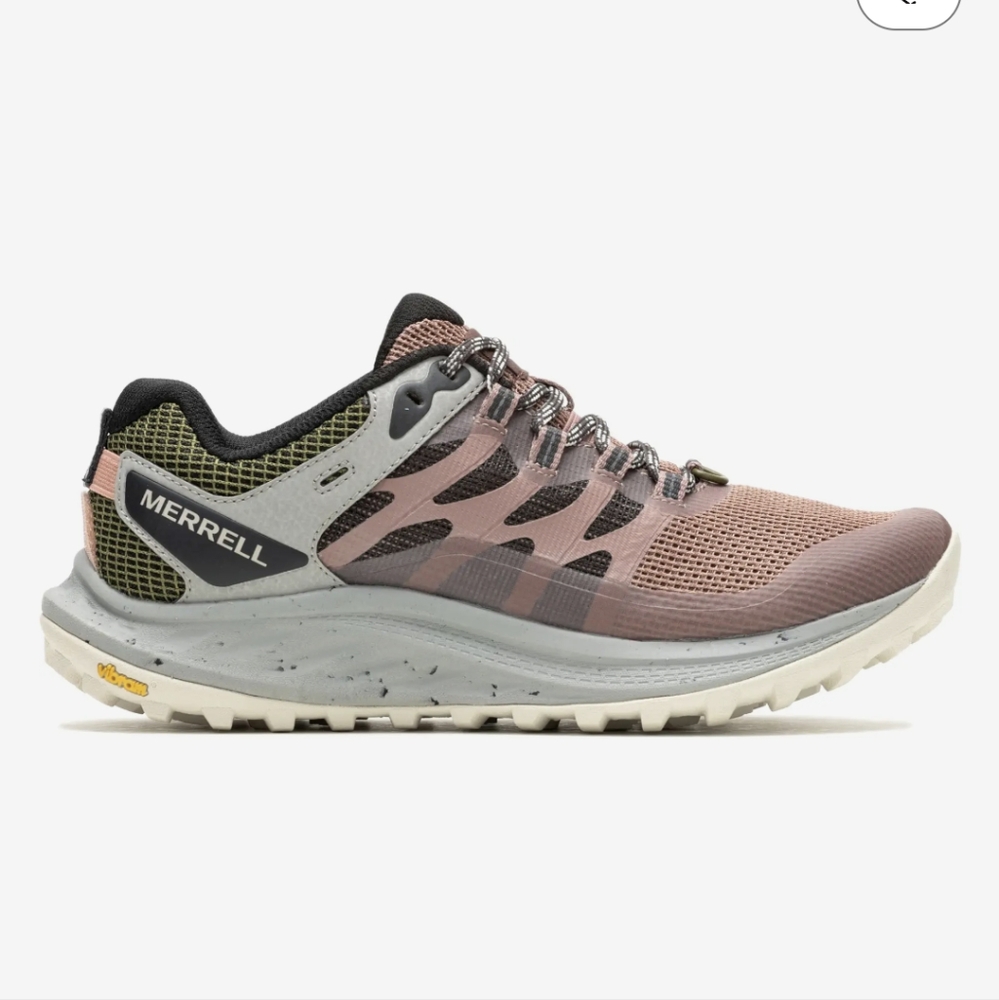 Merrell Antora 3 Trail Running and Hiking Shoes in Burlwood and Avocado
